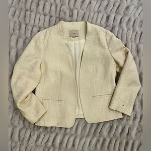 LOFT Cream Textured Blazer Jacket Size M